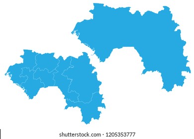 Map - Guinea Couple Set , Map of Guinea,Vector illustration eps 10.