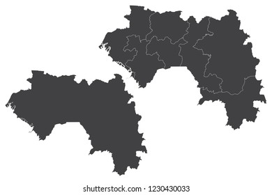 Map - Guinea Couple Set , Map of Guinea,Vector illustration eps 10.