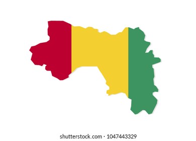 Map of Guinea with flag,vector illustration