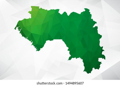 Map of Guinea - Green Geometric Rumpled Triangular , Polygonal Design For Your . Vector illustration eps 10