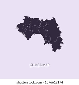 Map of Guinea - High detailed map violet outline map with caption on violet background.Abstract design vector illustration eps 10.
