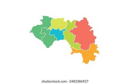 Map of Guinea isolated modern colorful style. for website layouts, background, education, precise, customizable, Travel worldwide, map silhouette backdrop, earth geography, political, reports. 