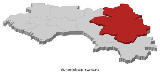 Map - Guinea, Kankan - 3D-Illustration