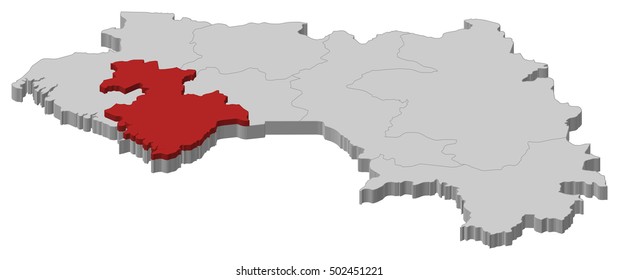 Map - Guinea, Kindia - 3D-Illustration