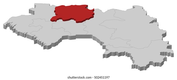 Map - Guinea, Labe - 3D-Illustration