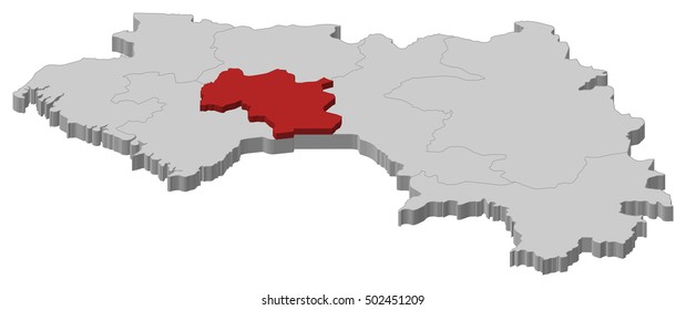 Map - Guinea, Mamou - 3D-Illustration