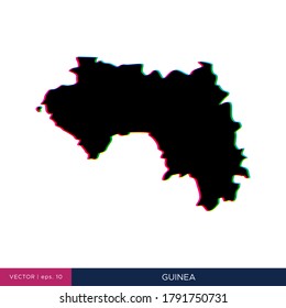 Map of Guinea in multicolor style on the border vector design template