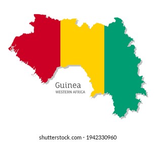 Mapa de Guinea con bandera nacional