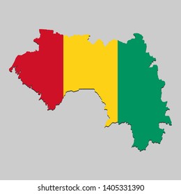Map of Guinea with national flag. Vector Illustration