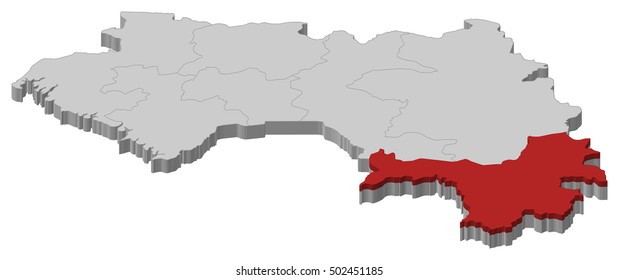 Map - Guinea, Nzerekore - 3D-Illustration