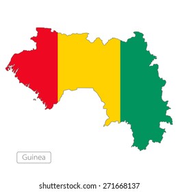 Map of Guinea with an official flag. Illustration on white background