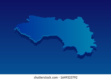 Karte von Guinea auf blauem Hintergrund. Vektorillustration Modernes isometrisches Konzept Grußkartengrafik eps10.
