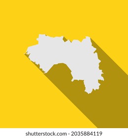 Mapa de Guinea con fondo amarillo con gran sombra