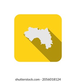 Map of Guinea on yellow square with long shadow