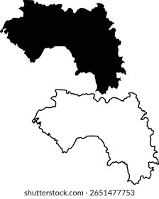 Map of Guinea Silhouette Flat and Outline Design