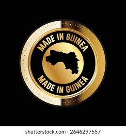 Map of Guinea. Vector illustration. Logo, Icon, and Symbol. Guinea map gold seal. 