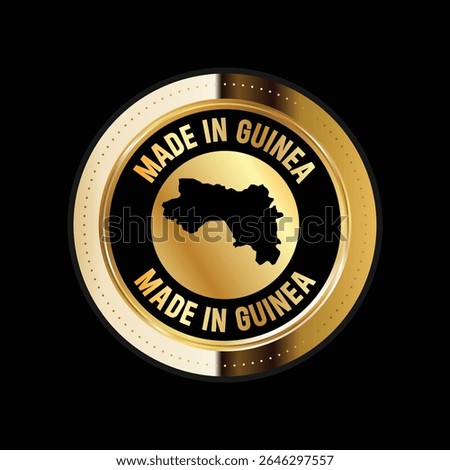 Map of Guinea. Vector illustration. Logo, Icon, and Symbol. Guinea map gold seal. 