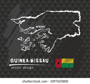 Map of Guinea-Bissau, Chalk sketch vector illustration