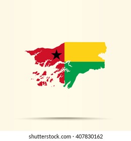 Map of Guinea-Bissau in Guinea-Bissau flag colors