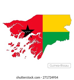 Map of Guinea-Bissau with an official flag. Illustration on white background