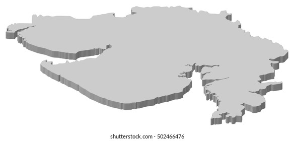 Map - Gujarat (India) - 3D-Illustration