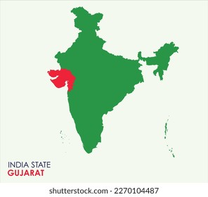 Map of Gujarat, Gujarat state location in Indian Map, Solid map of India With State Map Gujarat.