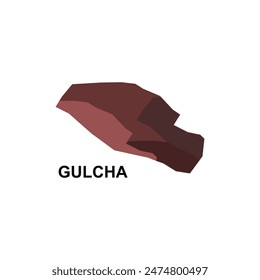 Map Of Gulcha City Modern Simple Geometric, illustration vector design template