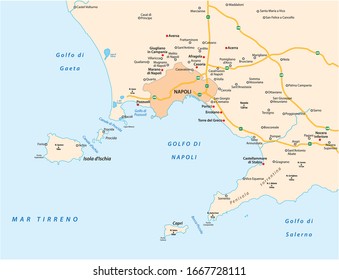 Map of the gulf of Naples in Italian language