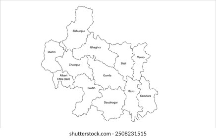 Mapa de Gumla District Block, Gumla District, Jharkhand state, República da Índia, Governo de Jharkhand, Território indiano, Índia Oriental, Política, aldeia, turismo