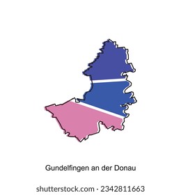 map of Gundelfingen An Der Donau geometric vector design template, national borders and important cities illustration