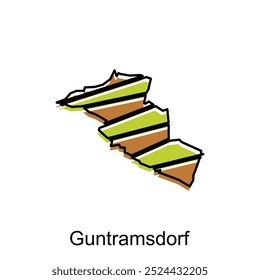 map of Guntramsdorf vector design template with colorful geometric style, national borders and important cities illustration design