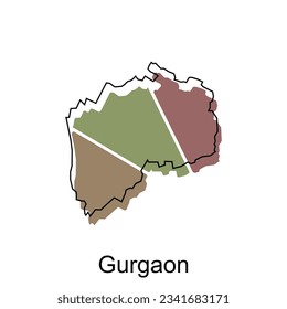 Mapa de Gurgaon con un esquema moderno, Ilustración vectorial de alto nivel, adecuado para su empresa