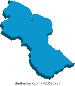 A map of Guyana 3D on white background
