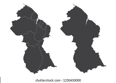 Map - Guyana Couple Set , Map of Guyana,Vector illustration eps 10.