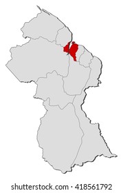 Map - Guyana, Demerara-Mahaica