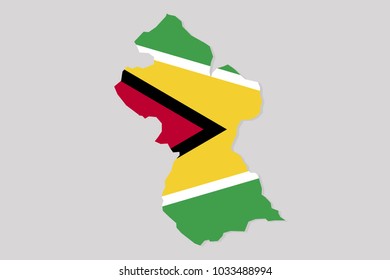Map of guyana with flag,vector illustration