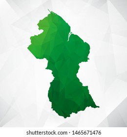 Map of Guyana - Green Geometric Rumpled Triangular , Polygonal Design For Your . Vector illustration eps 10