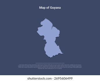 Mapa de Guiana, minimalista vetor silhueta em azul suave sobre fundo escuro
