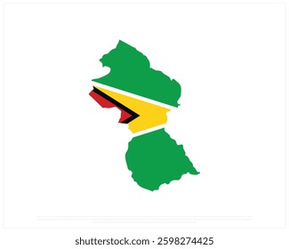 Map of GUYANA on a white background, Editable Vector illustration of GUYANA flag, National Day design, Map Flag of GUYANA flat design, National Day of GUYANA