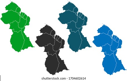 map of guyana. original map.variety of colors on white background. Vector illustration eps 10.