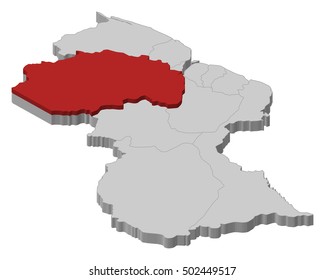 Map - Guyana, Pomeroon-Supenaam - 3D-Illustration