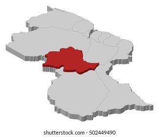 Map - Guyana, Potaro-Siparuni - 3D-Illustration