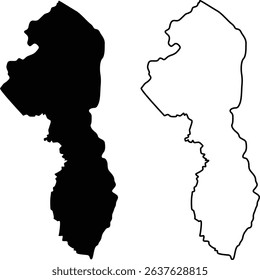 Map of Guyana Silhouette Flat and Outline Design