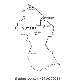 Map of Guyana vector illustration simple design