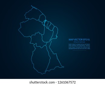 Map of guyana,Abstract mash line and point scales on dark background for your web site design map logo, app, ui,Travel. Vector illustration eps 10.