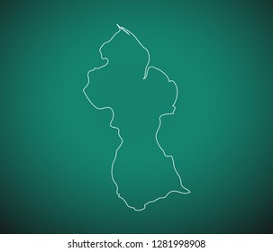 Map of guyana,Green map on dark background. Vector illustration eps 10.