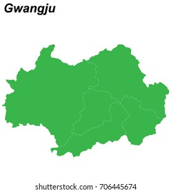 map of Gwangju with borders of the regions
