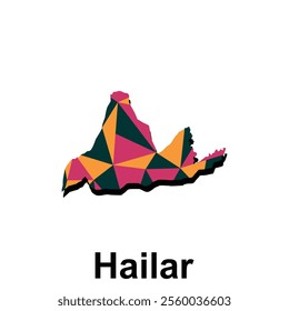 Map of Hailar colorful modern polygon geometric design, element graphic illustration template