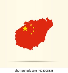 Map of Hainan in Hainan flag colors