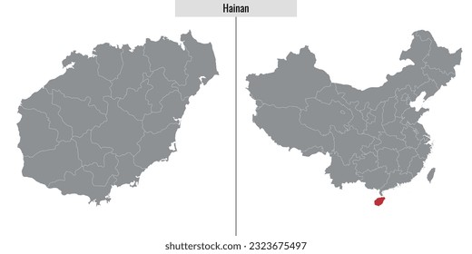 map of Hainan  province of China and location on Chinese map